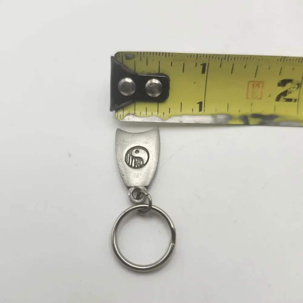 Yin Yang Hand Symbol Keychain Gray Metal Zen Spiritual Tai Chi Key Ring Charm